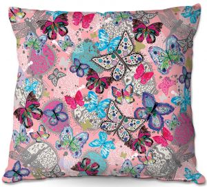 Throw Pillows Decorative Artistic | Julie Ansbro - Butterflies Pink