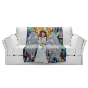 Artistic Sherpa Pile Blankets | Karen Tarlton - Angel With Sunflowers