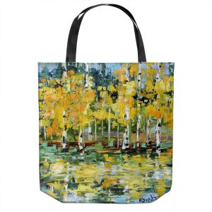 Unique Shoulder Bag Tote Bags | Karen Tarlton - Birch Reflection | Forest Trees Lakes