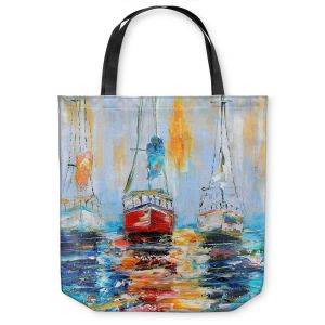 Unique Shoulder Bag Tote Bags | Karen Tarlton - Harbor Boats Sunrise