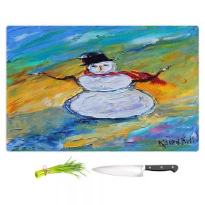 Artistic Kitchen Bar Cutting Boards | Karen Tarlton - Snowman | Winter Snow Christmas