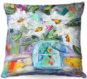 Unique Throw Pillows from DiaNoche Designs by Karen Tarlton - White Daisies | 18X18