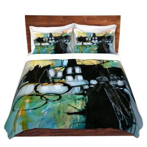 Artistic Duvet Covers and Shams Bedding | Kathy Stanion - Coddiwomple10 | abstract brush strokes collage