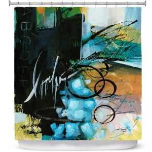 Premium Shower Curtains | Kathy Stanion - Coddiwomple11 | abstract brush strokes collage