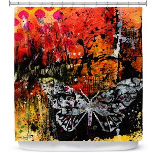 Premium Shower Curtains | Kathy Stanion - Coddiwomple18 | abstract brush collage butterfly