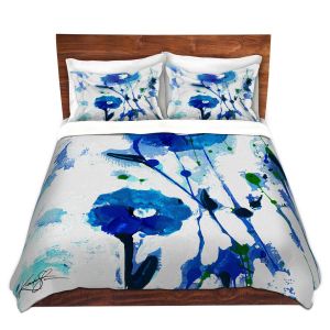 Artistic Duvet Covers and Shams Bedding | Kathy Stanion - Dreaming in Blue 2 | Nature Abstract Landscape Flowers