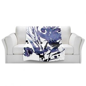Artistic Sherpa Pile Blankets | Kathy Stanion - Organic Impressions 112 | flower watercolor