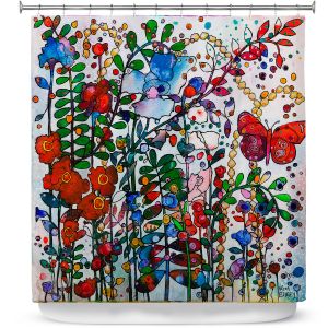 Premium Shower Curtains | Kim Ellery - Butterfly Garden | flower floral insect