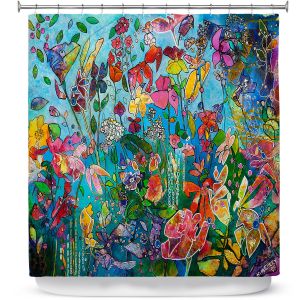 Premium Shower Curtains | Kim Ellery - Diving In Flowers | floral pattern