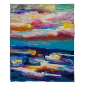 Decorative Fleece Throw Blankets | Lam Fuk Tim - Before Sunrise 1 | abstract painterly brushstrokes