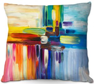 Decorative Outdoor Patio Pillow Cushion | Lam Fuk Tim - Colorful Stripes Rainbow l