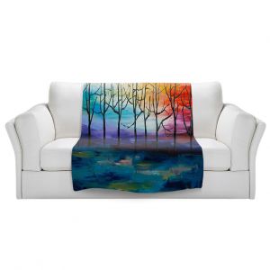 Artistic Sherpa Pile Blankets | Lam Fuk Tim - Rainbow Trees 1 | landscape surreal forest nature