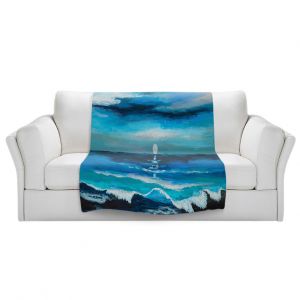 Artistic Sherpa Pile Blankets | Lam Fuk Tim - Seaside Moon Waves 1 | landscape ocean water sea
