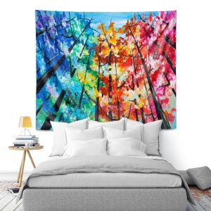 Artistic Wall Tapestry | Lam Fuk Tim - Treetop Colorful 1 | nature surreal forest trees