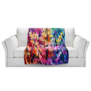 Artistic Sherpa Pile Blankets | Lam Fuk Tim - Treetop Colorful 2 | nature surreal forest trees