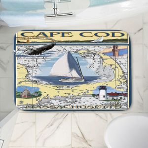 Decorative Bathroom Mats | Lantern Press - Cape Cod Map | Ocean Sea Massachusetts