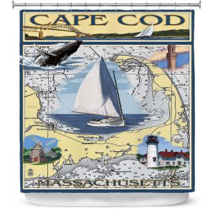Premium Shower Curtains | Lantern Press - Cape Cod Map | Ocean Sea Massachusetts