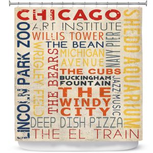 Premium Shower Curtains | Lantern Press - Chicago Quotes | Typography Words Illinois