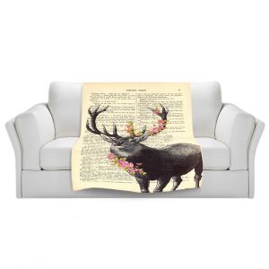 Artistic Sherpa Pile Blankets | Madame Memento Deer Blossom