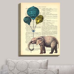 Decorative Canvas Wall Art | Madame Memento - Elephant Blue Balloons