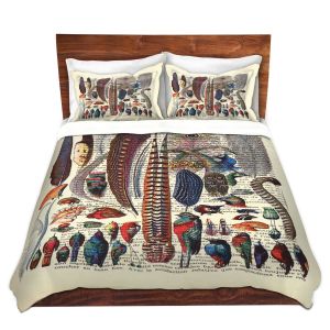 Artistic Duvet Covers and Shams Bedding | Madame Memento - Feather Collection | Bird nature script book
