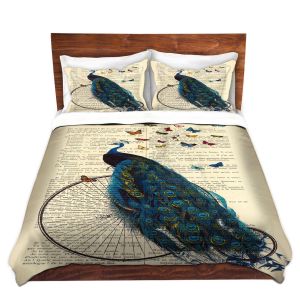 Artistic Duvet Covers and Shams Bedding | Madame Memento - Peacock Bicycle Butterflies