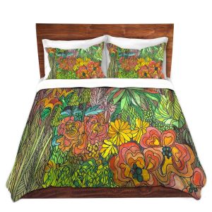 Artistic Duvet Covers and Shams Bedding | Maeve Wright - Tropical Orange and Green