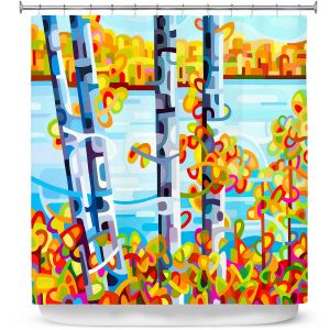 Premium Shower Curtains | Mandy Budan - Lake Birch | tree surreal nature shapes