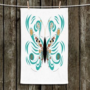 Unique Bathroom Towels | Marci Cheary - Butterfly White | Insect Nature Brush Strokes