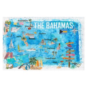 Decorative Floor Covering Mats | Markus Bleichner - Bahamas Travel Poster | Maps Ocean Cities Countries Travel