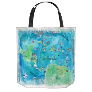 Unique Shoulder Bag Tote Bags | Markus Bleichner - Caribbean Travel Map | Caribbean Sea Mexico Florida