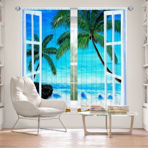 Decorative Window Treatments | Markus Bleichner - Caribbean View 1 | Landscape Beach Ocean Trees