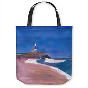 Unique Shoulder Bag Tote Bags | Markus Bleichner - Lighthouse 1 | coast beach building waves ocean sea