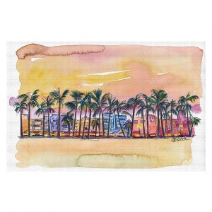 Decorative Floor Covering Mats | Markus Bleichner - Miami Ocean Drive | Sunset Florida Palm Trees