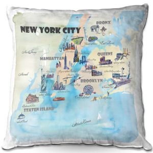 Throw Pillows Decorative Artistic | Markus Bleichner - New York Tourist 2 | map city simple