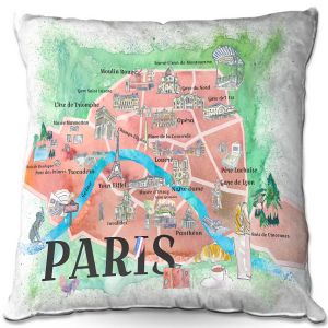 Throw Pillows Decorative Artistic | Markus Bleichner - Paris Love Map 1 | Cities Maps Travel