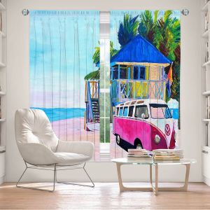 Decorative Window Treatments | Markus Bleichner - Pink Surf Bus l | VW Bus Beach House Ocean