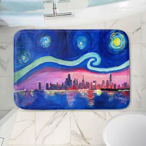 Decorative Bathroom Mats | Markus Bleichner - Starry Night Chicago | Skyline Night Starry Night Chicago