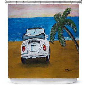 Premium Shower Curtains | Markus Bleichner - White Beach Volkswagon Bug