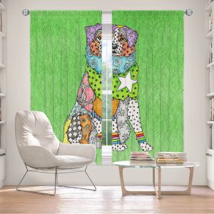 Decorative Window Treatments | Marley Ungaro - Australian Shepherd Green | Abstract pattern whimsical