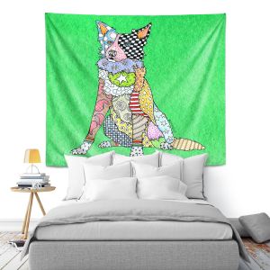 Artistic Wall Tapestry | Marley Ungaro - Border Collie Kelly Green