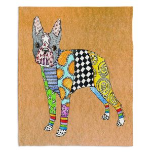 Decorative Fleece Throw Blankets | Marley Ungaro - Boston Terrier Tan