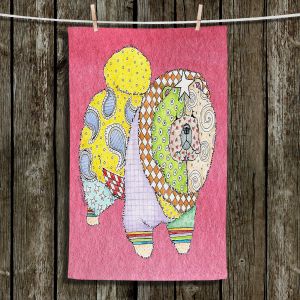 Unique Hanging Tea Towels | Marley Ungaro - Chow Pink | Dog Animal Pet Chow Funky Colorful