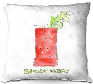 Decorative Outdoor Patio Pillow Cushion | Marley Ungaro - Cocktails Bloody Mary | Water color still life class drink alcohol