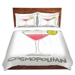 Artistic Duvet Covers and Shams Bedding | Marley Ungaro - Cocktails Cosmo | Water color still life class drink alcohol