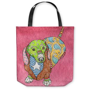 Unique Shoulder Bag Tote Bags | Marley Ungaro - Dachshund Dog Pink