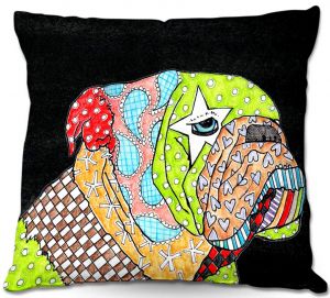 Decorative Outdoor Patio Pillow Cushion | Marley Ungaro - English Bulldog Black