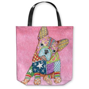 Unique Shoulder Bag Tote Bags | Marley Ungaro French Bulldog Light Pink
