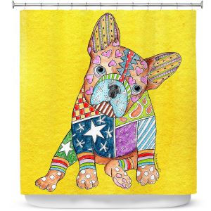 Premium Shower Curtains | Marley Ungaro French Bulldog Yellow
