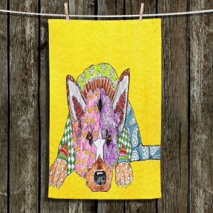 Unique Hanging Tea Towels | Marley Ungaro - German Shepherd Dog Yellow | Abstract Colorful German Shepherd